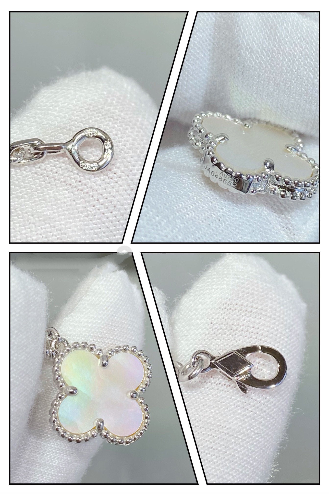 [Am jewelry]CLOVER 5 MOTIF WHITE MOP SILVER BRACELET