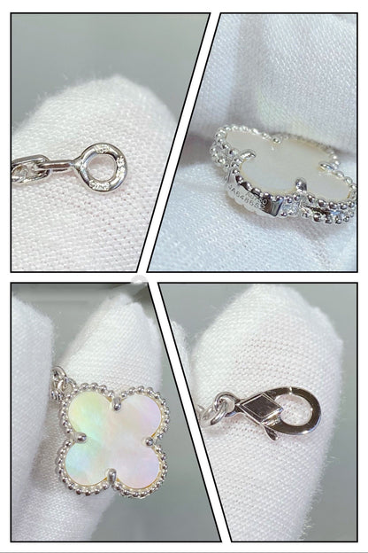 [Am jewelry]CLOVER 5 MOTIF WHITE MOP SILVER BRACELET