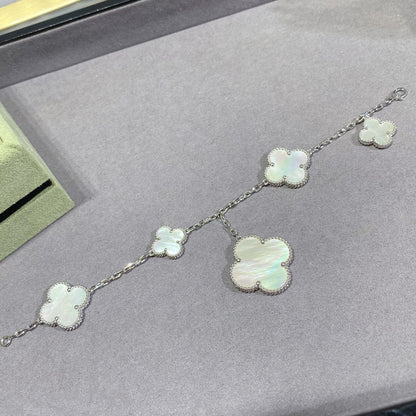[Am jewelry]CLOVER 5 MOTIF WHITE MOP SILVER BRACELET