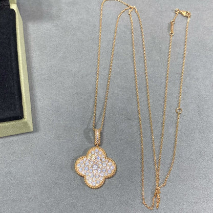 [Am jewelry]CLOVER 25MM LARGE PEDANT DIAMOND PAVED LONG NECKLACE