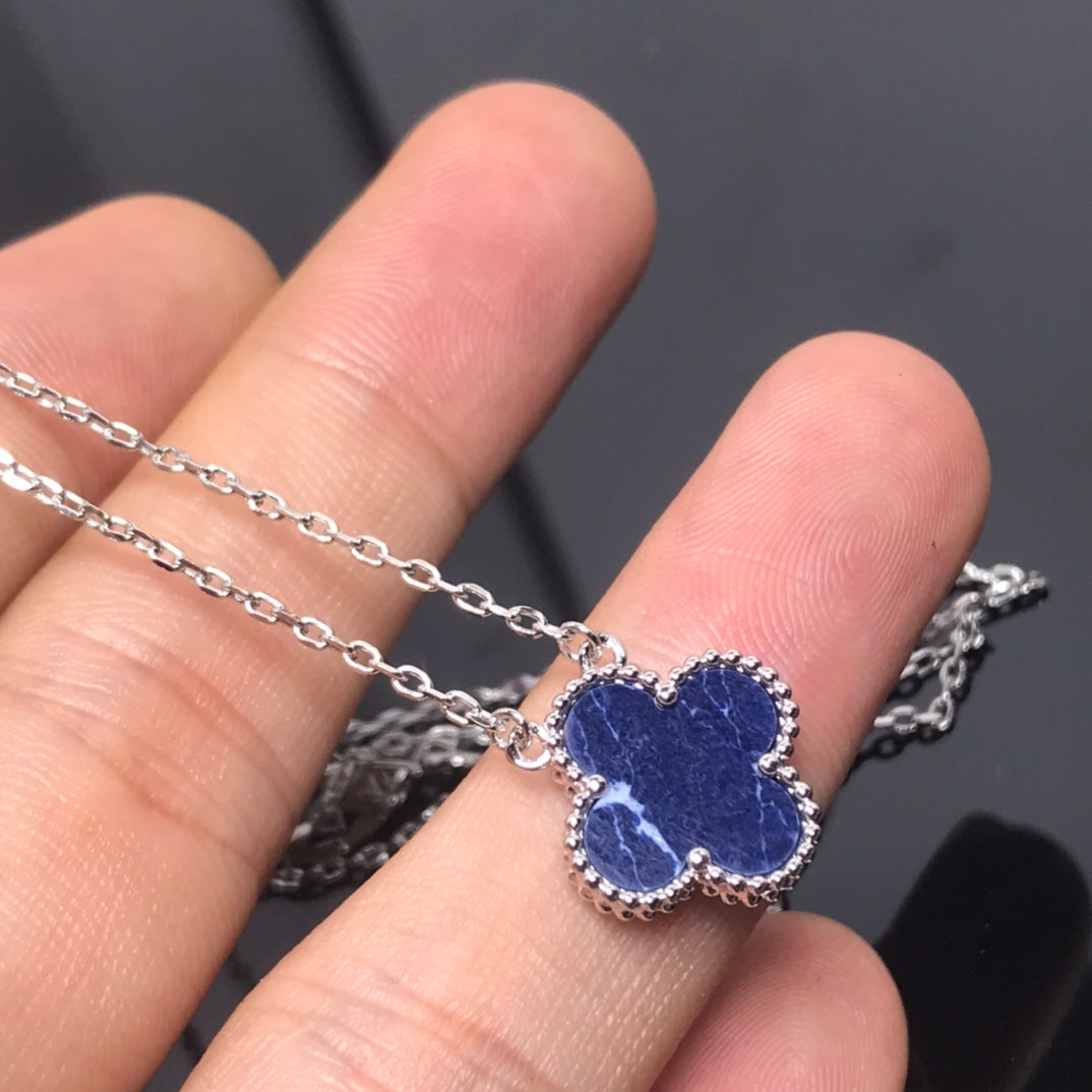 [Am jewelry]CLOVER PIETERSITE SILVER LONG NECKLACE