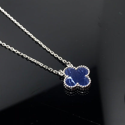 [Am jewelry]CLOVER PIETERSITE SILVER LONG NECKLACE