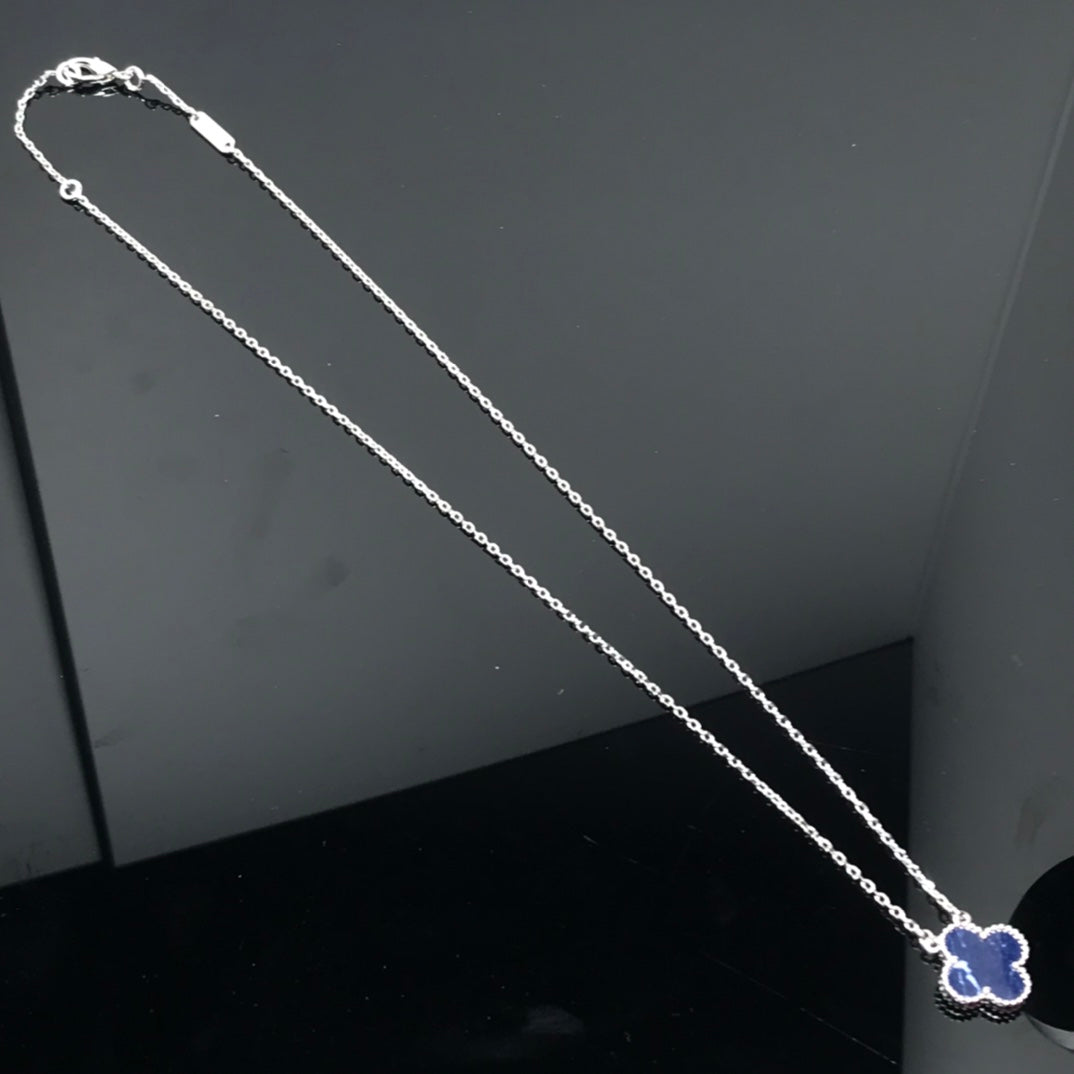 [Am jewelry]CLOVER PIETERSITE SILVER LONG NECKLACE