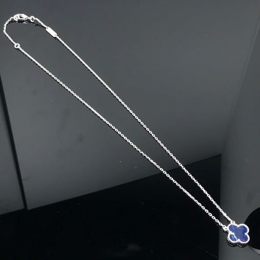 [Am jewelry]CLOVER PIETERSITE SILVER LONG NECKLACE