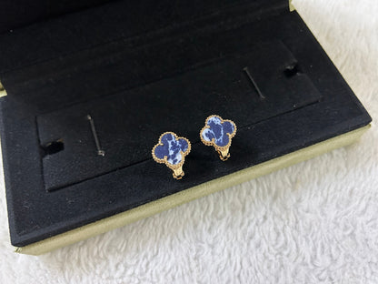 [Am jewelry]CLOVER PIETERSITE MEDIUM STUD EARRINGS