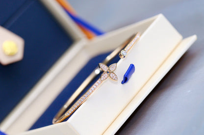 [Am jewelry]IDYLLE PINK GOLD OPEN BRACELET DIAMOND PAVED