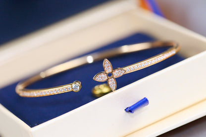 [Am jewelry]IDYLLE PINK GOLD OPEN BRACELET DIAMOND PAVED