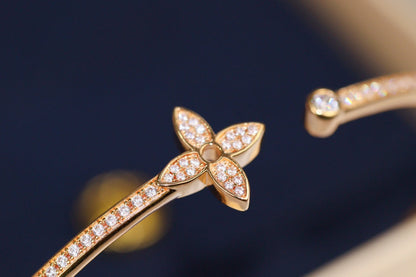 [Am jewelry]IDYLLE PINK GOLD OPEN BRACELET DIAMOND PAVED