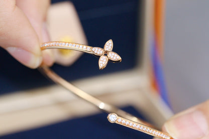 [Am jewelry]IDYLLE PINK GOLD OPEN BRACELET DIAMOND PAVED