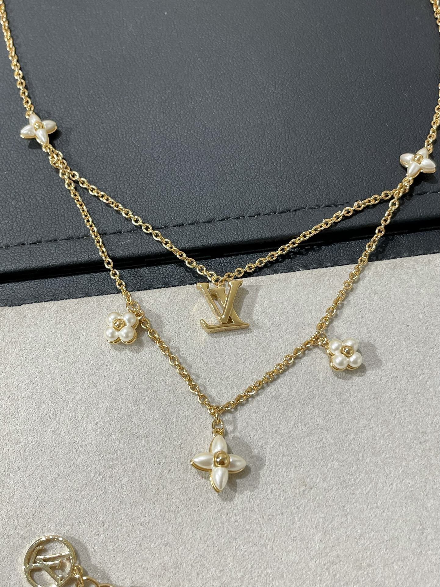 [Am jewelry]FLOWERGRAM GOLD MOP DOUBLE ROW NECKLACE