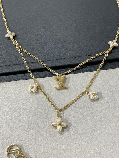 [Am jewelry]FLOWERGRAM GOLD MOP DOUBLE ROW NECKLACE