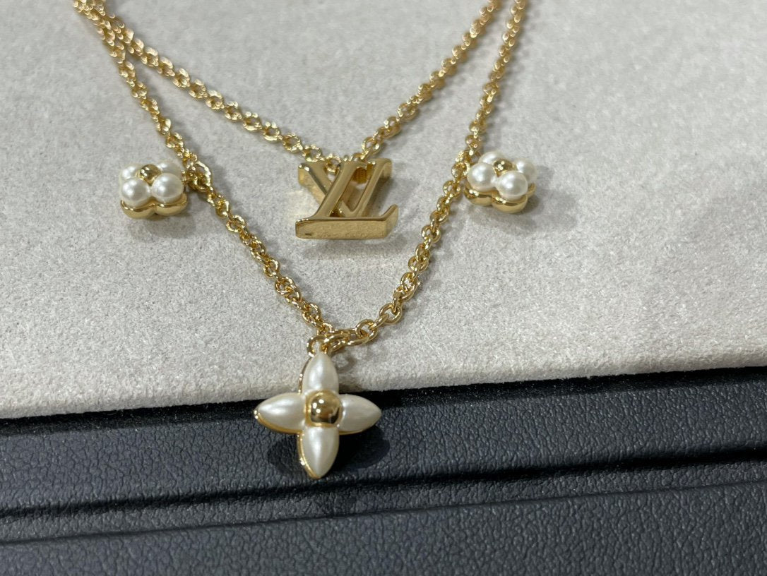 [Am jewelry]FLOWERGRAM GOLD MOP DOUBLE ROW NECKLACE