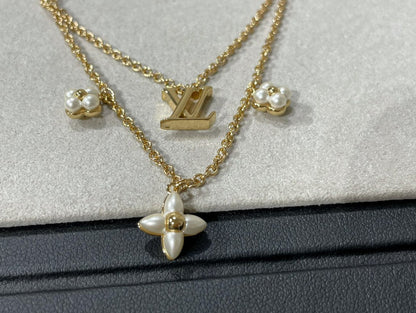 [Am jewelry]FLOWERGRAM GOLD MOP DOUBLE ROW NECKLACE