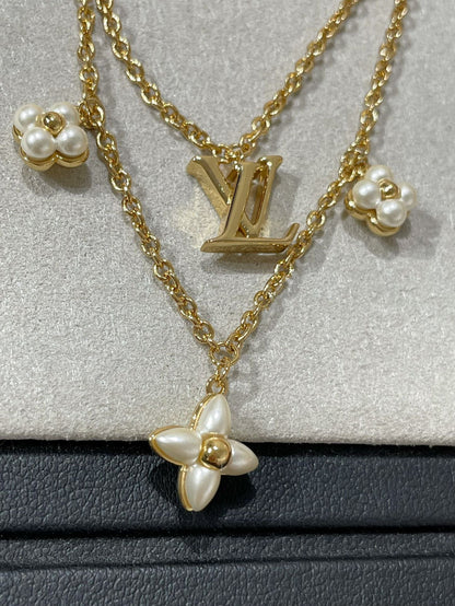 [Am jewelry]FLOWERGRAM GOLD MOP DOUBLE ROW NECKLACE