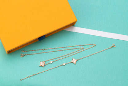 [Am jewelry]STAR PINK MOP 1 DIAMOND PINK GOLD NECKLACE