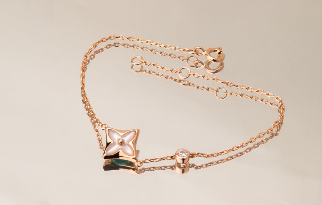 [Am jewelry]STAR PINK MOP 1 DIAMOND PINK GOLD NECKLACE