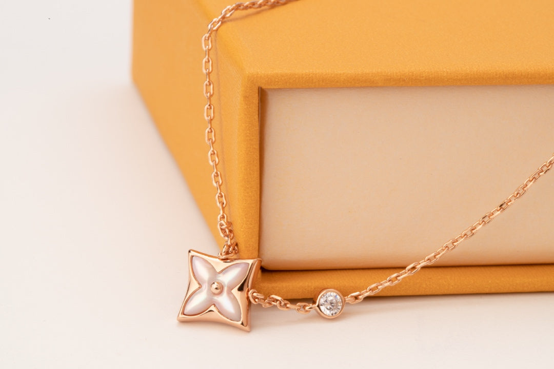 [Am jewelry]STAR PINK MOP 1 DIAMOND PINK GOLD NECKLACE