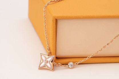 [Am jewelry]STAR PINK MOP 1 DIAMOND PINK GOLD NECKLACE