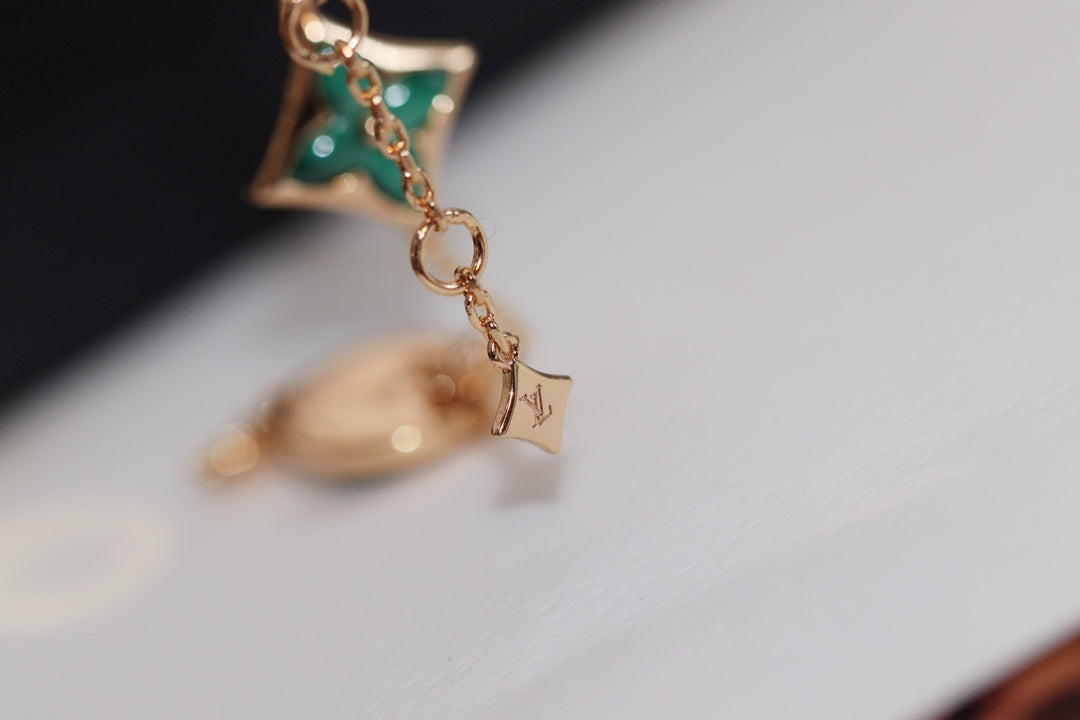 [Am jewelry]STAR AND SUN 4 MOTIF PINK GOLD MALACHITE BRACELET
