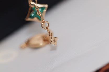 [Am jewelry]STAR AND SUN 4 MOTIF PINK GOLD MALACHITE BRACELET
