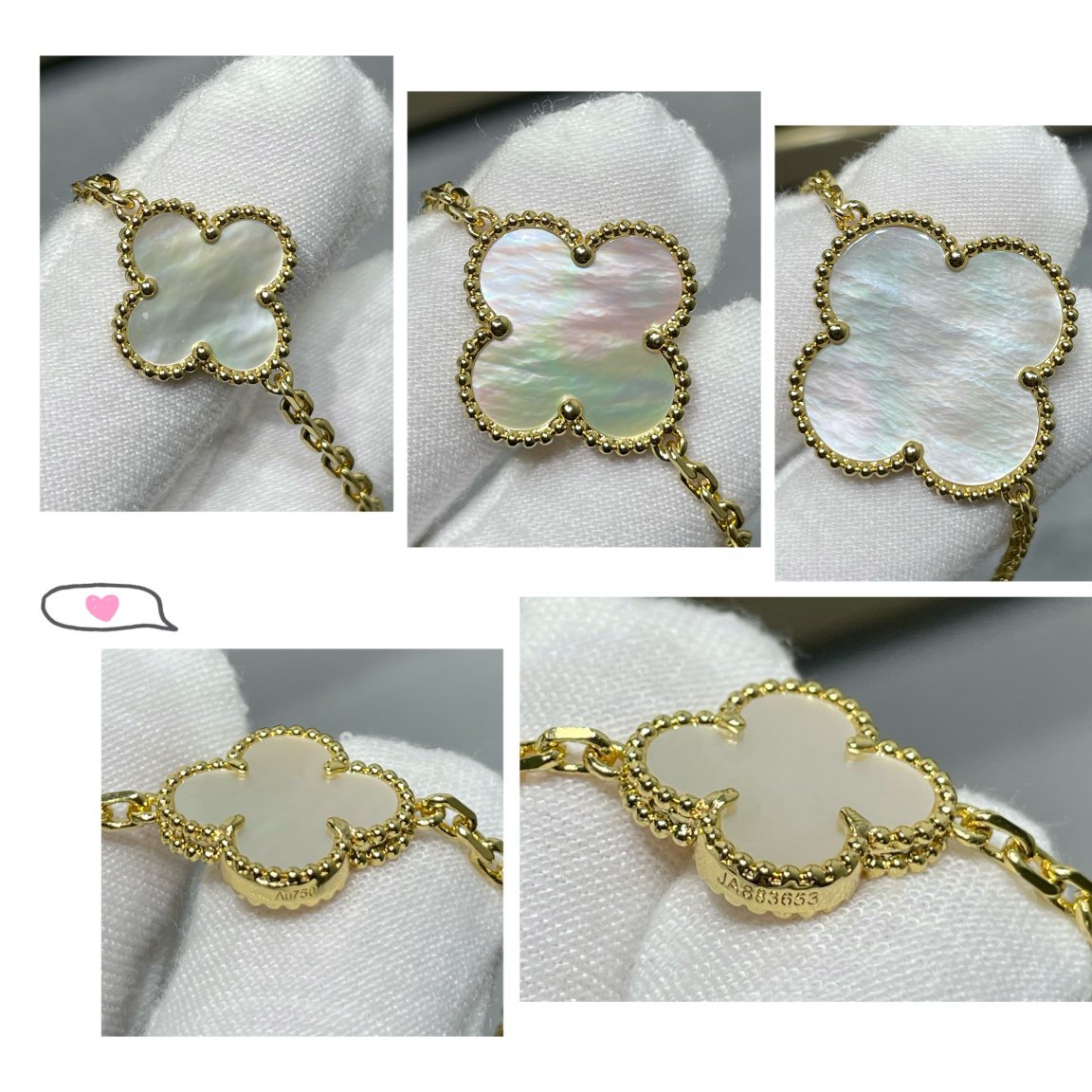 [Am jewelry]CLOVER 16 MOTIF WHITE MOP GOLD NECKLACE
