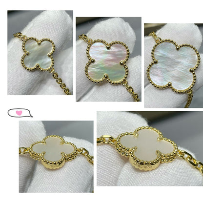 [Am jewelry]CLOVER 16 MOTIF WHITE MOP GOLD NECKLACE