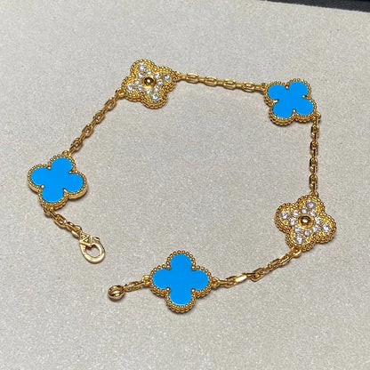 [Am jewelry] CLOVER 5 MOTIF BLUE AGATE BRACELET COLLECTION