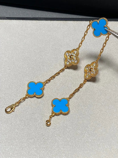 [Am jewelry] CLOVER 5 MOTIF BLUE AGATE BRACELET COLLECTION