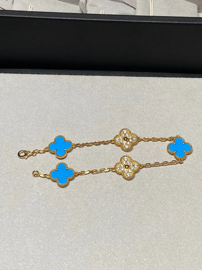 [Am jewelry] CLOVER 5 MOTIF BLUE AGATE BRACELET COLLECTION
