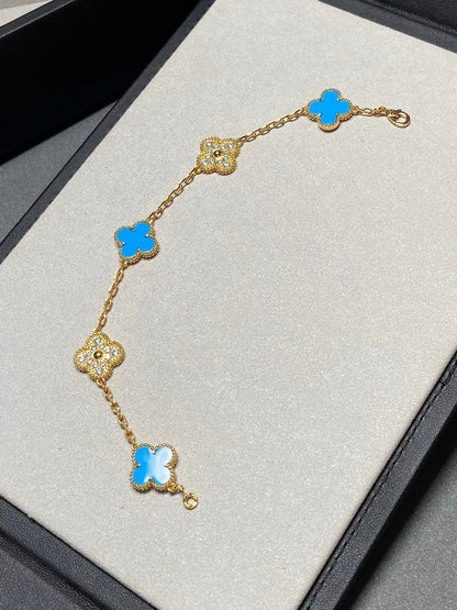 [Am jewelry] CLOVER 5 MOTIF BLUE AGATE BRACELET COLLECTION