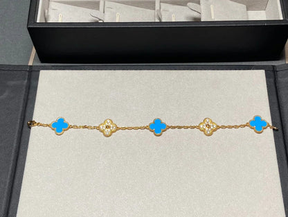 [Am jewelry] CLOVER 5 MOTIF BLUE AGATE BRACELET COLLECTION