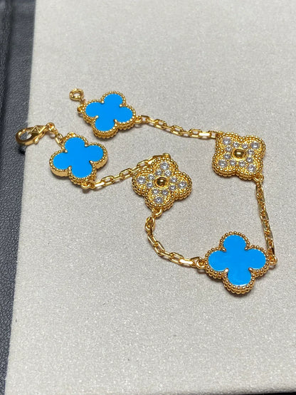 [Am jewelry] CLOVER 5 MOTIF BLUE AGATE BRACELET COLLECTION