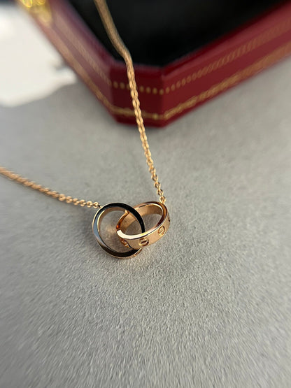 [Am jewelry]LOVE NECKLACE DOUBLE RING PINK GOLD