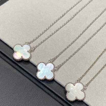 [Am jewelry]CLOVER MEDIUM SILVER WHITE MOP NECKLACE