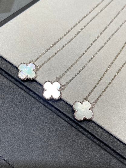 [Am jewelry]CLOVER MEDIUM SILVER WHITE MOP NECKLACE