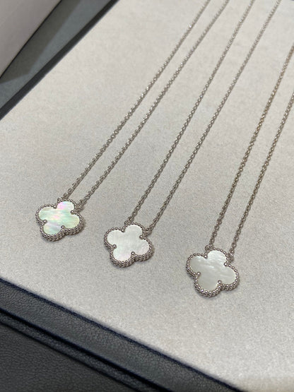 [Am jewelry]CLOVER MEDIUM SILVER WHITE MOP NECKLACE
