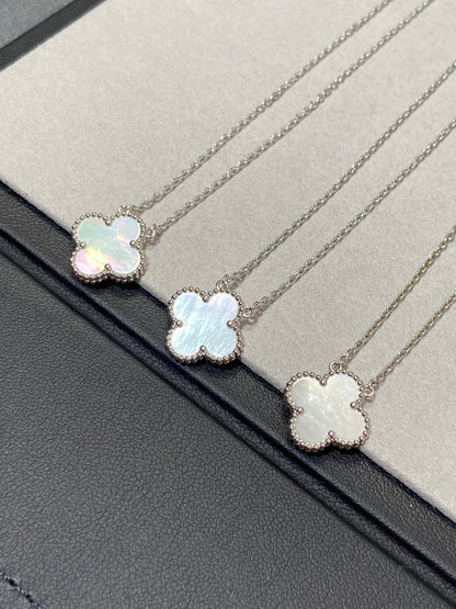 [Am jewelry]CLOVER MEDIUM SILVER WHITE MOP NECKLACE