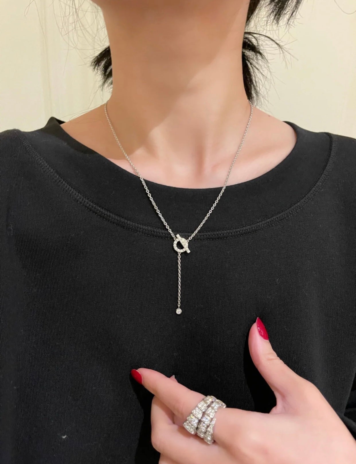 [Am jewelry]FINESSE SILVER DIAMOND NECKLACE