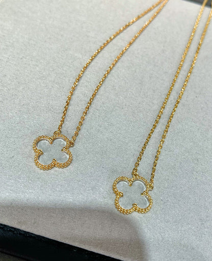 [Am jewelry]CLOVER ROCK CRYSTAL ROSE GOLD NECKLACE