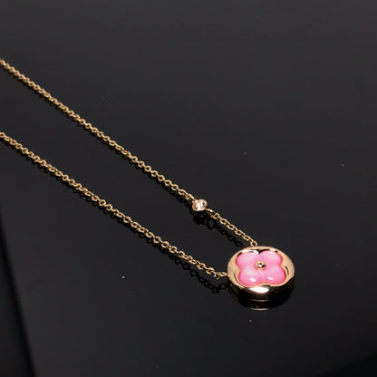 [Am jewelry]COLOR BLOSSOM PINK MOP SUN GOLD NECKLACE