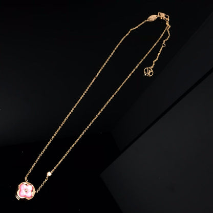 [Am jewelry]COLOR BLOSSOM PINK MOP SUN GOLD NECKLACE