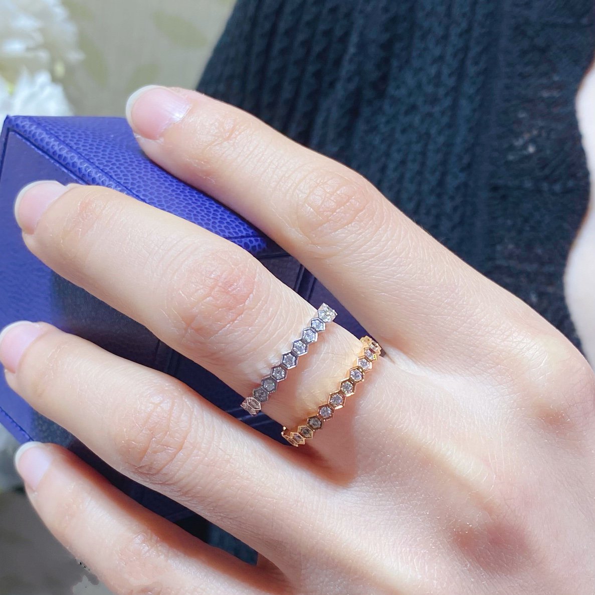 [Am jewelry]BEE LOVE DIAMOND PAVED SMALL RING