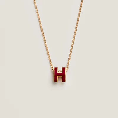 [Am jewelry]HM CLIC RED ENAMEL GOLD NECKLACE