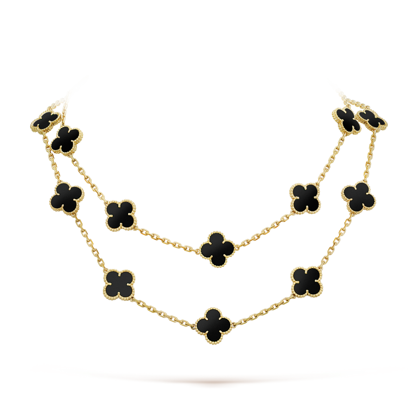 [Am jewelry]CLOVER 20 MOTIFS ONYX NECKLACE