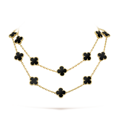 [Am jewelry]CLOVER 20 MOTIFS ONYX NECKLACE