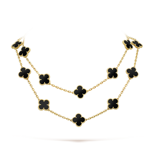 [Am jewelry]CLOVER 20 MOTIFS ONYX NECKLACE