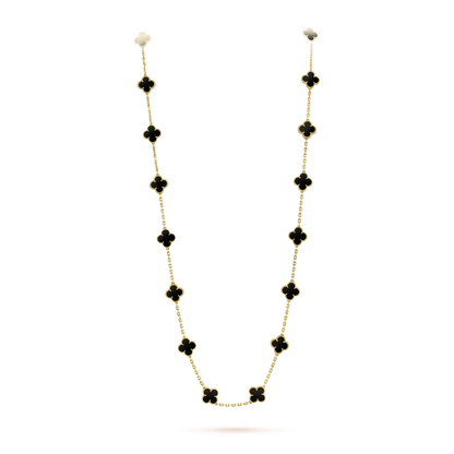 [Am jewelry]CLOVER 20 MOTIFS ONYX NECKLACE