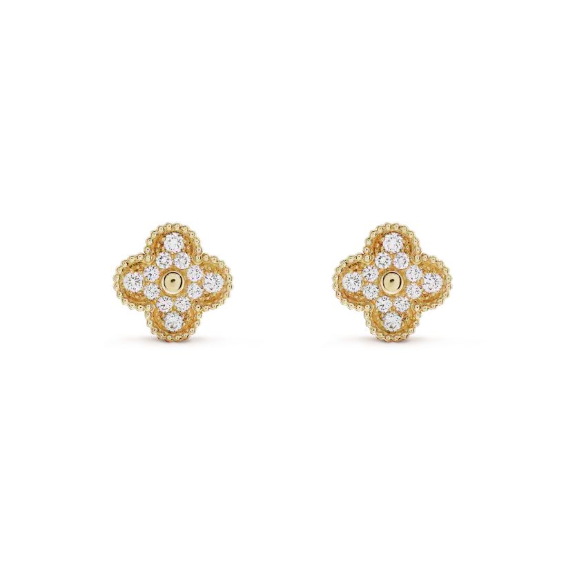 [Am jewelry]CLOVER MEDIUM 1 MOTIFS FUll DIAMOND EARRINGS