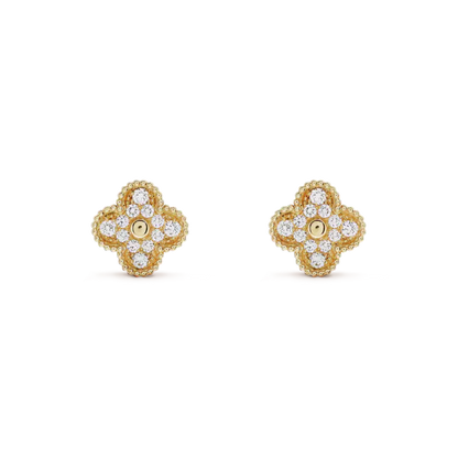[Am jewelry]CLOVER MEDIUM 1 MOTIFS FUll DIAMOND EARRINGS