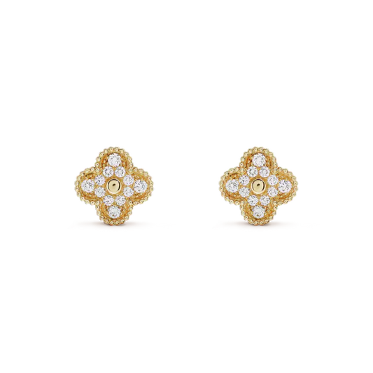 [Am jewelry]CLOVER MEDIUM 1 MOTIFS FUll DIAMOND EARRINGS